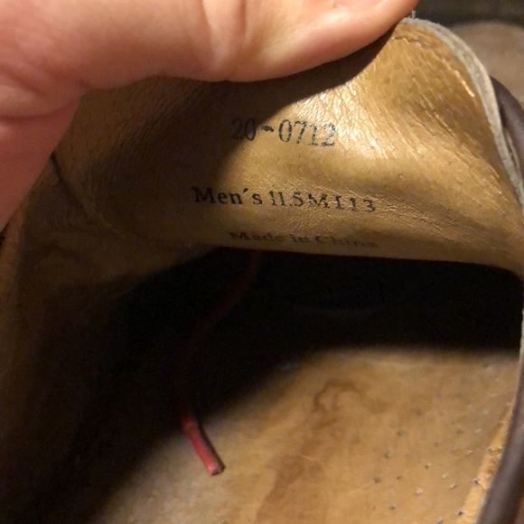 JOHNSTON & MURPHY Taupe Wingtip Lace up with Red shoestrings mens 11.5 - Picture 6 of 6